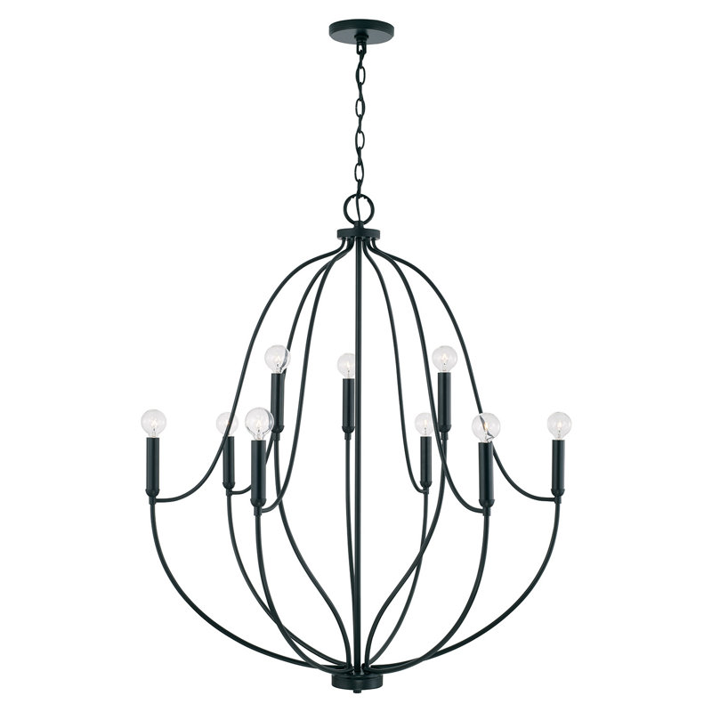 Madison 9 - Light Dimmable Empire Chandelier, Matte Black