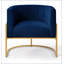Chaise d'appoint rembourrée en velours avec support en métal doré-1916961399