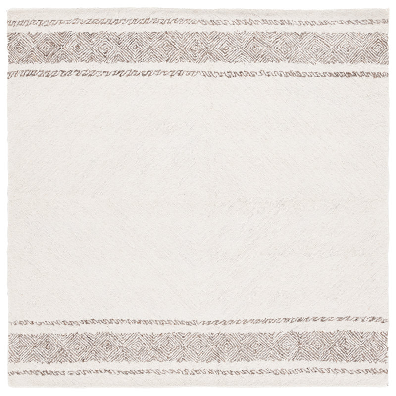 Sisilia Hand Tufted Wool Pile Striped Rug, Square 6'
