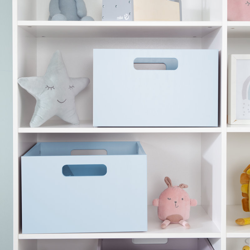Roba Wooden Toy Box, Blue / White / Grey