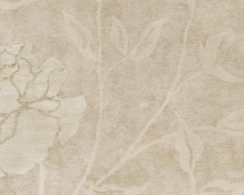 Peony Floral Area Rug in Beige/Neutral/Taupe, Rectangle 3' x 5'