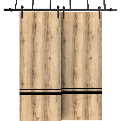 Solid + Manufactured Wood Paneled without Installation Hardware Kit Barn Door