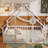 Full Wood House-Shaped Floor Bed With Fence, Guardrails,White-300308385-300308386
