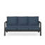 Canapé de patio 75 po 3 places en aluminium toutes saisons avec coussins bleus épais et structure noire