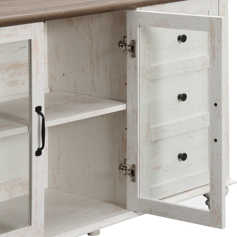 Unfinished TV Stand for TVs up to 88", Rustic White