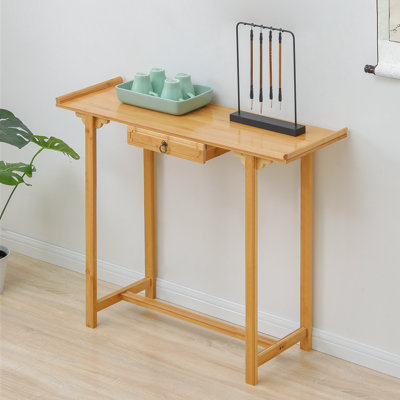 Modern Bamboo Console Table With Storage Drawer Entryway Altar Table For Living Room, Home Office