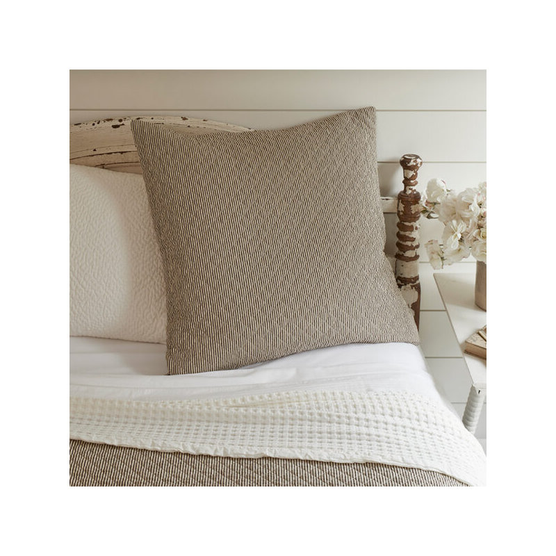Farmhouse Stripe Stripe Cotton Sham, Euro, Brown