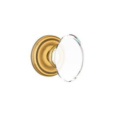Ensemble de boutons d'intimité Emtek avec rosette régulière et bouton en verre Hampton