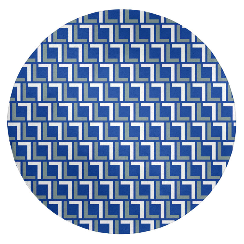 Tapis rond à motif géométrique bleu / gris
