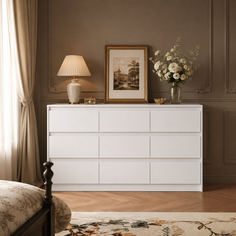 63'' W 9 - Drawer Dresser, White