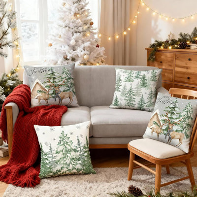 Ensemble de 4 housses de coussins décoratifs en forme de flocon de neige de 18 x 18 pouces avec fermeture à glissière cachée pour la décoration intérieure