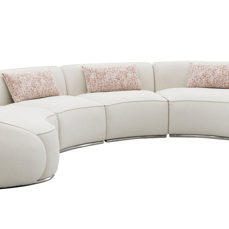 Canapé modulaire Sahara Beige Boucle avec 3 coussins (modulaire)