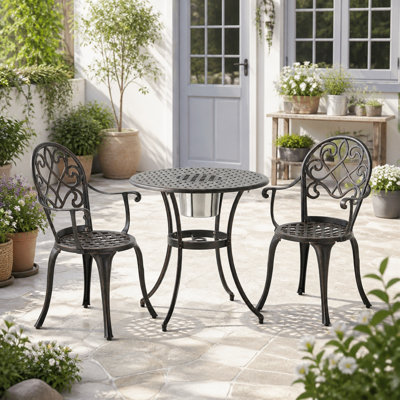 3PC CAST BISTRO SET W ICE BUCKET