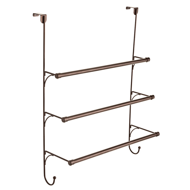 Brushed Bronze Over-the-Door Triple Towel Rack