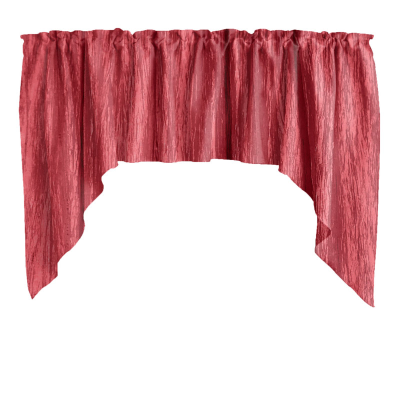 Solid Colour Scalloped Window Valance, Red
