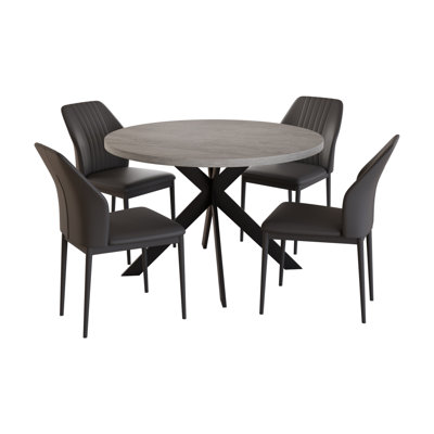 Ensemble de table de salle à manger ronde de 46 po Cappelletti, ensemble de table de cuisine moderne avec chaises, pieds en acier