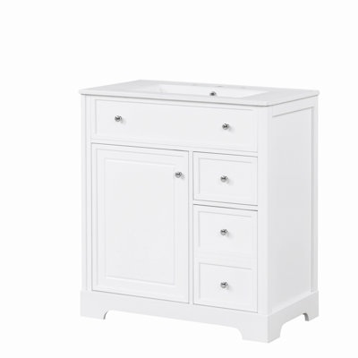 Meuble-lavabo avec comptoir, meuble-lavabo avec porte et deux tiroirs