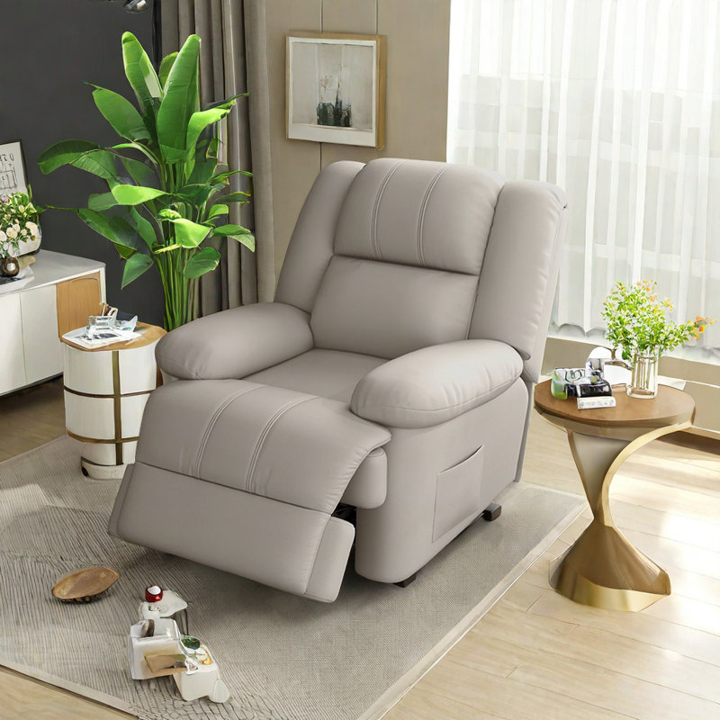 Fauteuil inclinable pivotant en similicuir Tamecia, Gris clair