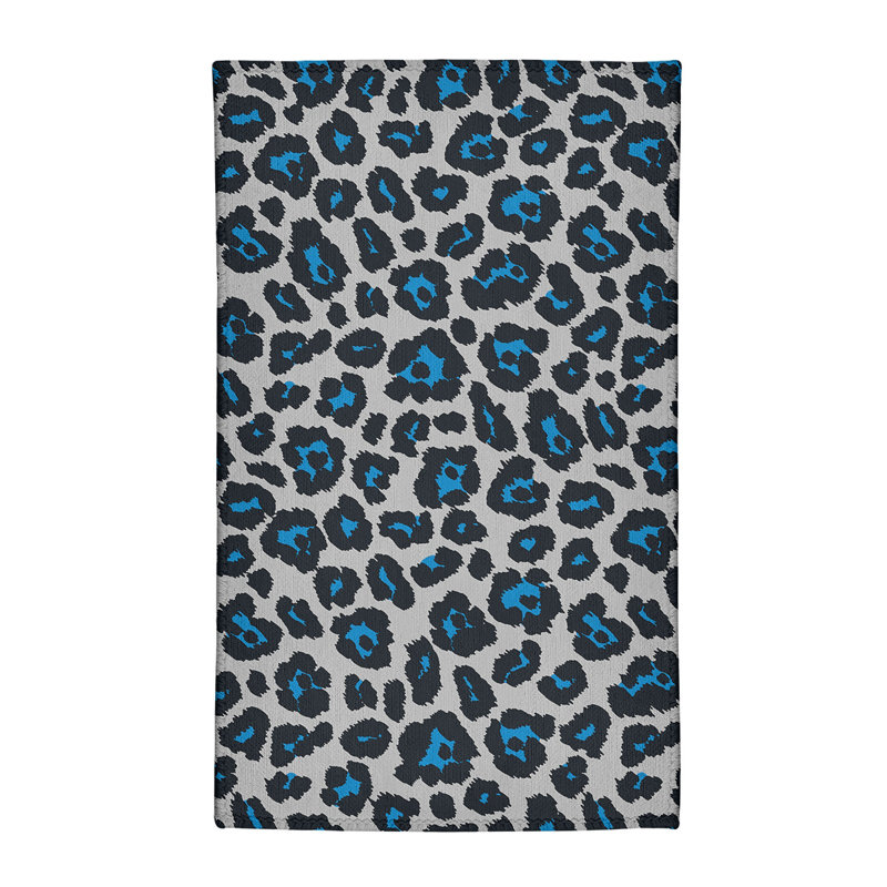 Tapis gris / noir / bleu à imprimé animal, Rectangle 2 pi x 3 pi