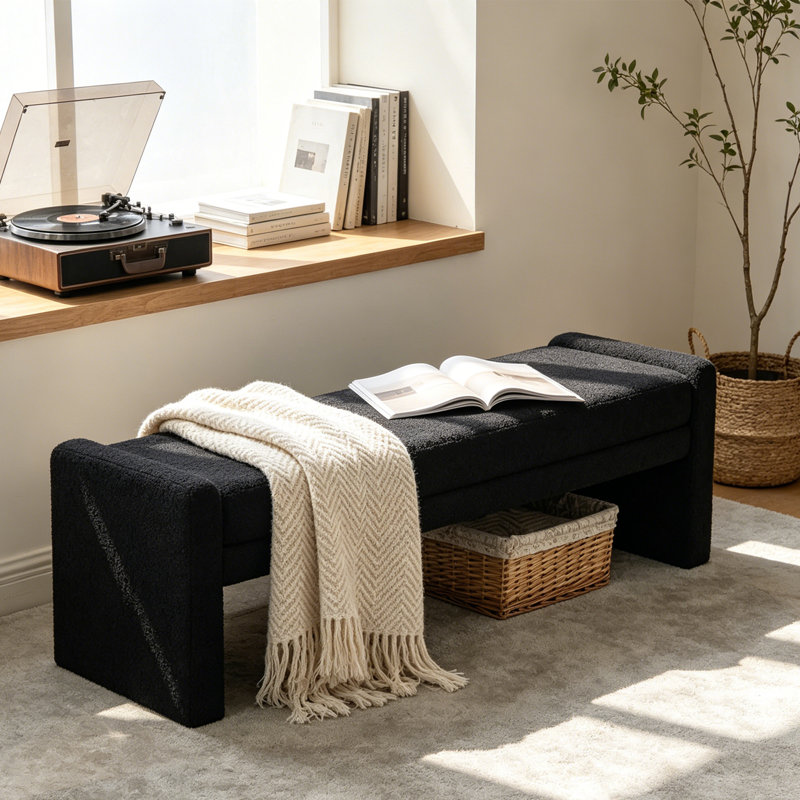 Banc de chambre en tissu 66,9 po, Noir
