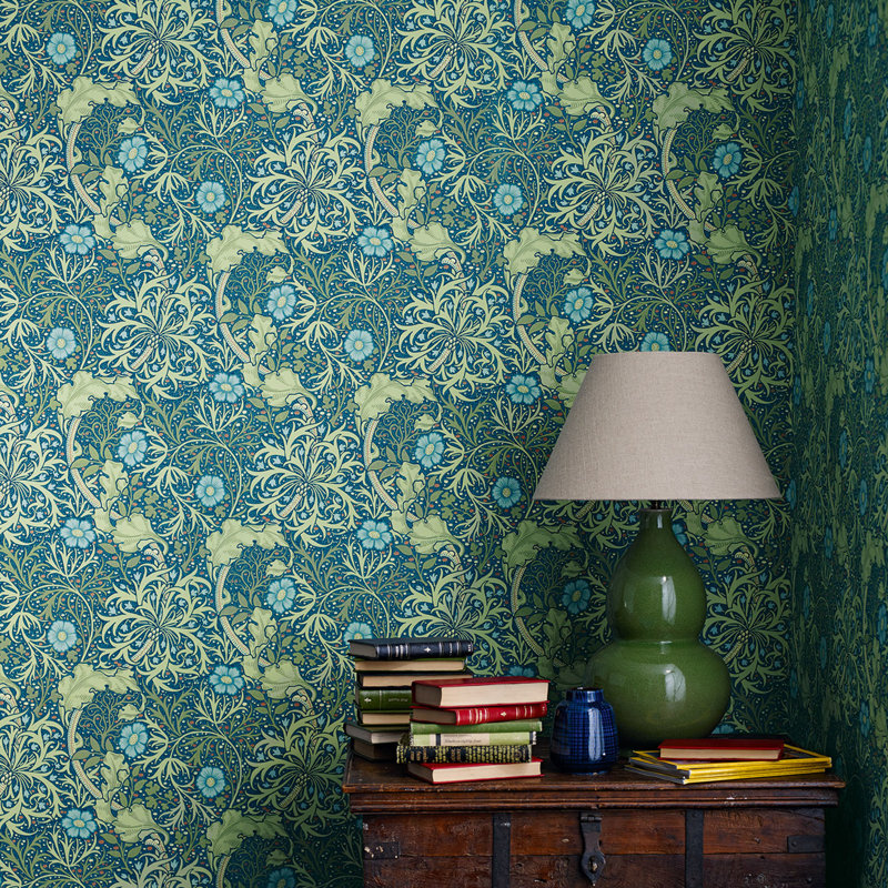 Seaweed Wallpaper, Ink/Woad