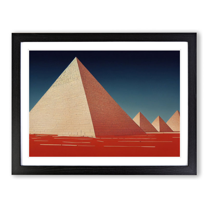 Awesome Pyramids - Single Picture Frame Print, Black, 46cm H x 64cm W x 2cm D