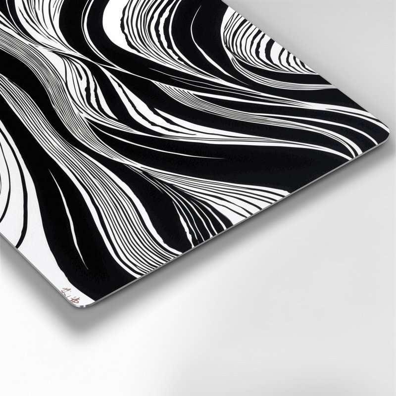 Art mural horizontal rayé noir et blanc gris