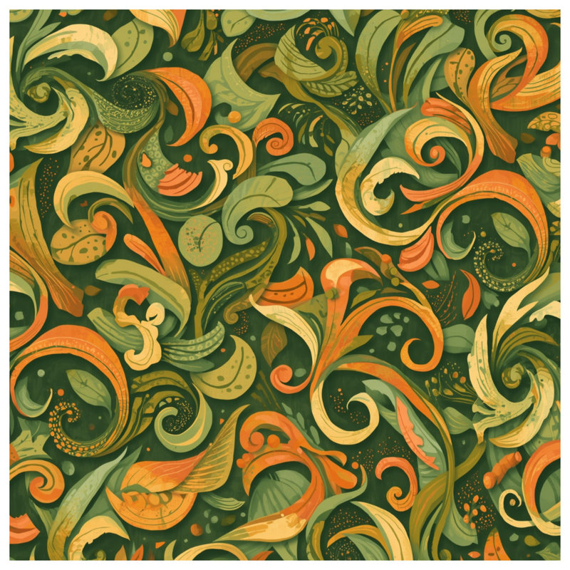 Intricate Leaf Swirl Pattern Double Sided Throw Pillows, 16 x 16 inches