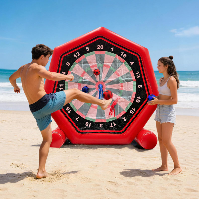 Jeu de fléchettes de jeu gonflable GR8FUN avec pompe à air, jeu de cible 2-en-1 Kick & Throw 7 pi, jeu de carnaval en PVC imperméable pour les fêtes, la cour et la pelouse extérieure