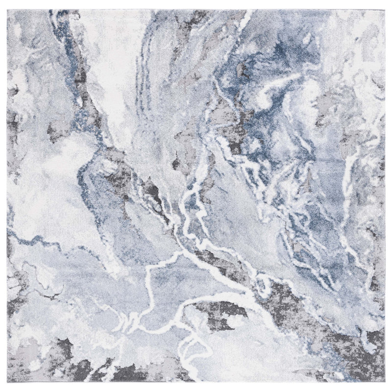 Amelia-Rae Cyrus Shag Performance Abstract Rug, Square 6'7"