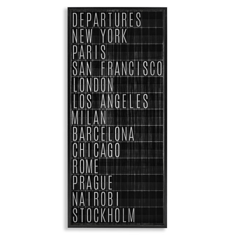 Départs des grandes villes, art de la giclée par SunDance Group, LLC., H 24 po x l 10 po, Giclée encadrée noir minuit