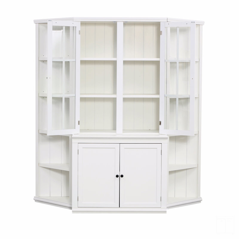 Tall Display Cabinet And Two Triangle Sided Bookshelves, 69.25'' Wide Retro Style Wall Suit  