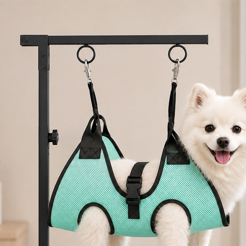 Ensemble de bras de toilettage pour chiens, support de toilettage réglable pour animaux de compagnie avec hamac et pinces