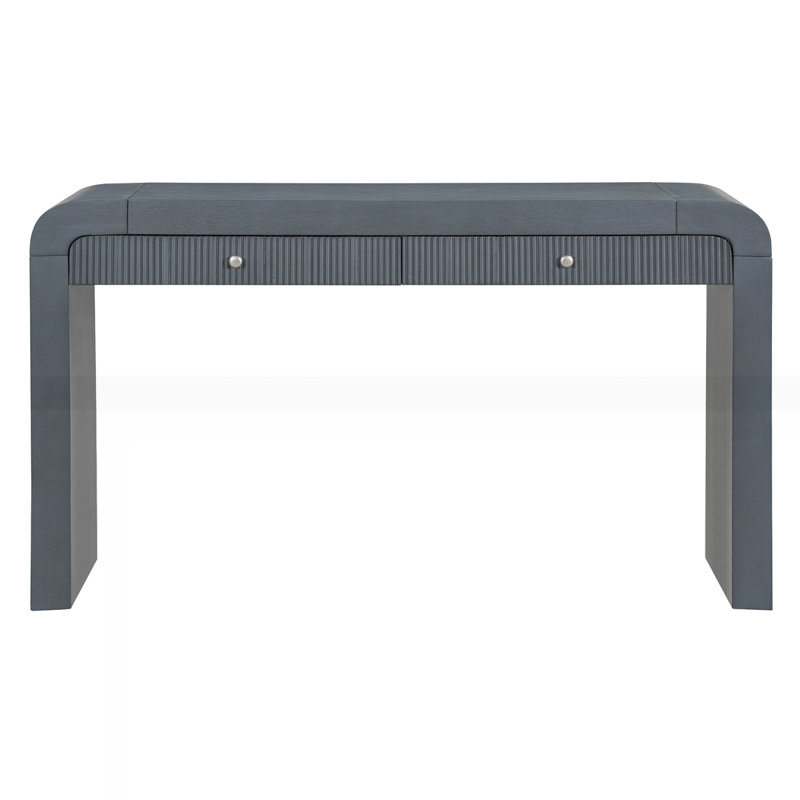 Rustic Console Table with Fluted Drawer Front, Dark Navy