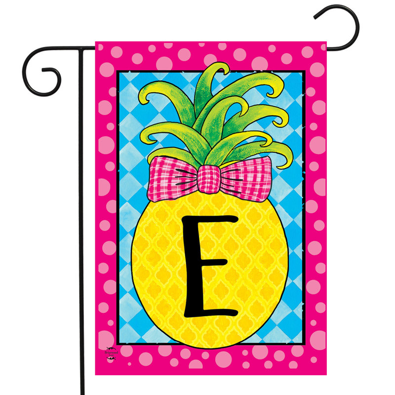 Drapeau de jardin ananas monogramme lettre E