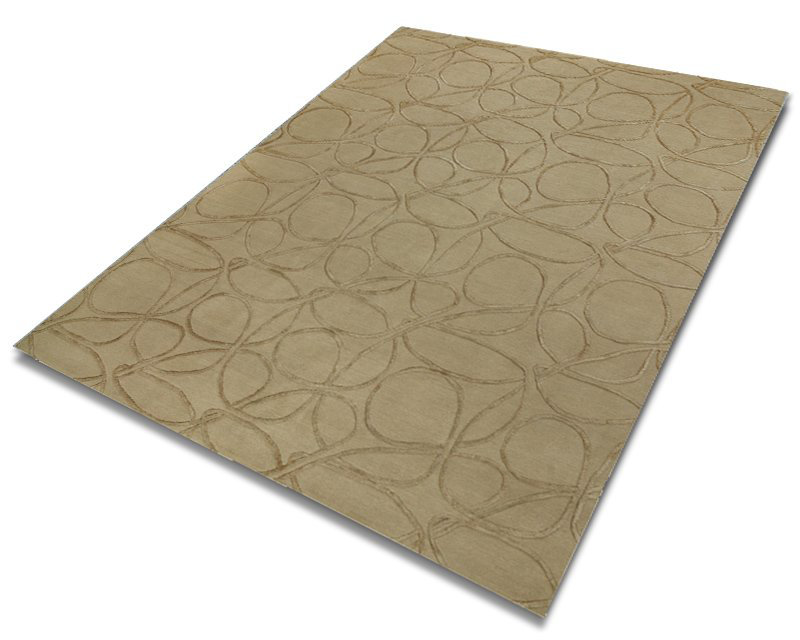 Clover Geometric Hand-Knotted Wool/Silk Beige/Neutral Area Rug, Rectangle 8' x 10', Beige