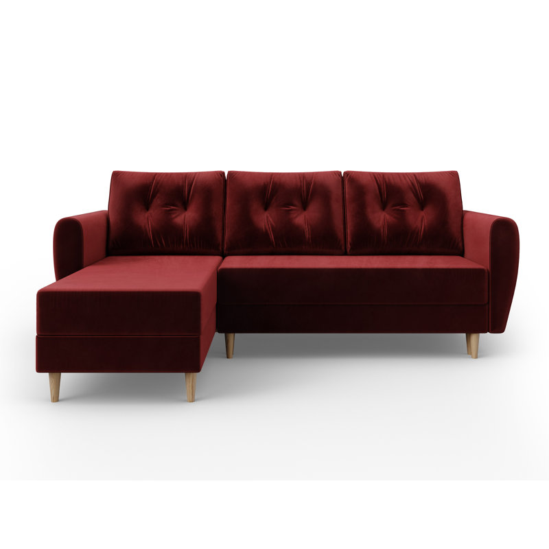 Staffon 3 Seater Corner Sofa , Left -sided, Bordeaux red - Itaka34