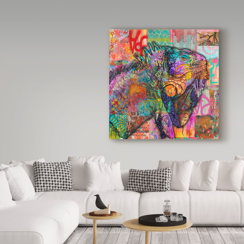 « iguane », reproduction d’impression sur toile tendue, H 35 po x l 35 po x P 2 po