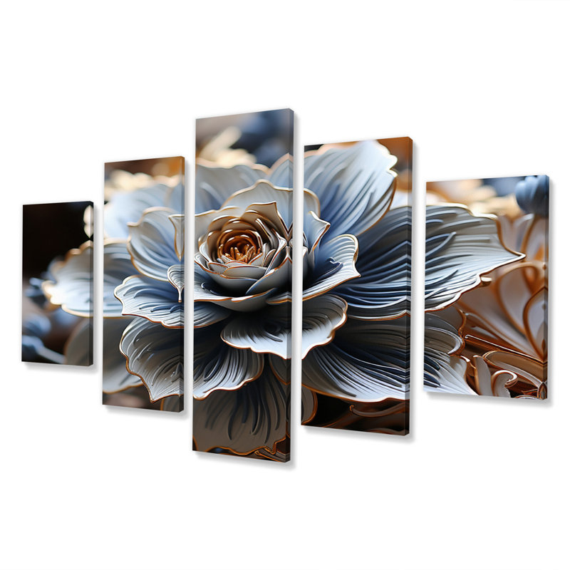 Baynard - Fleurs, reproduction d'art sur toile - 5 panneaux