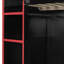 Lit mezzanine double en bois avec bureau, garde-robe, grand espace de rangement et lumière RVB, rouge-1315089190