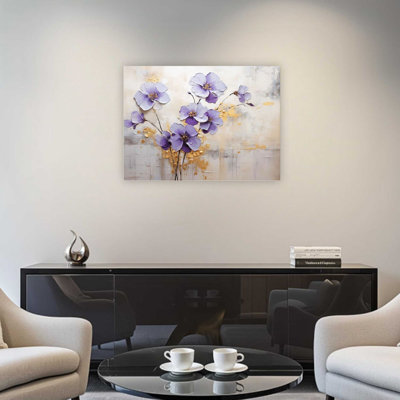 Impression sur toile mauve-blanche et violette, art mural de qualité supérieure pour le salon, 24 x 32 po