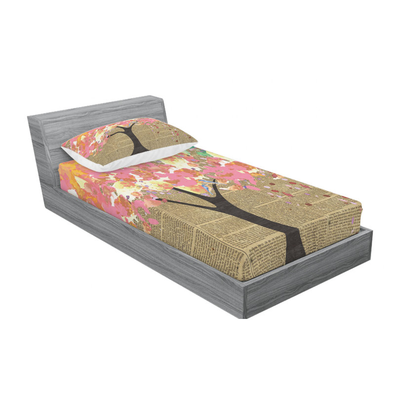 Tree Microfiber Sheet Set, Twin Sheet Set + Fitted Sheet + 1 Pillowcase