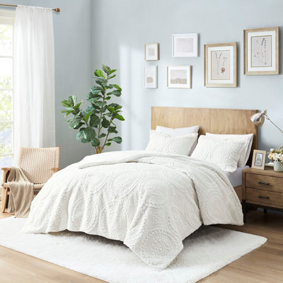Édredon brodé en fausse fourrure de style médaillon pour lit simple