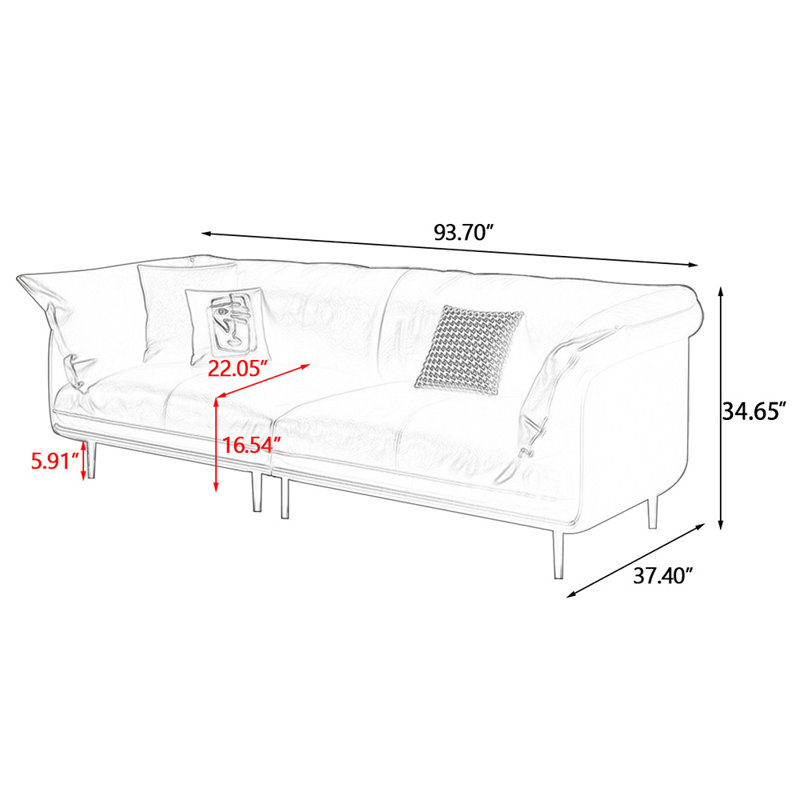Coussin modulaire en cuir véritable, Kaki, H 34,65 po x l 93,7 po x P 37,4 po
