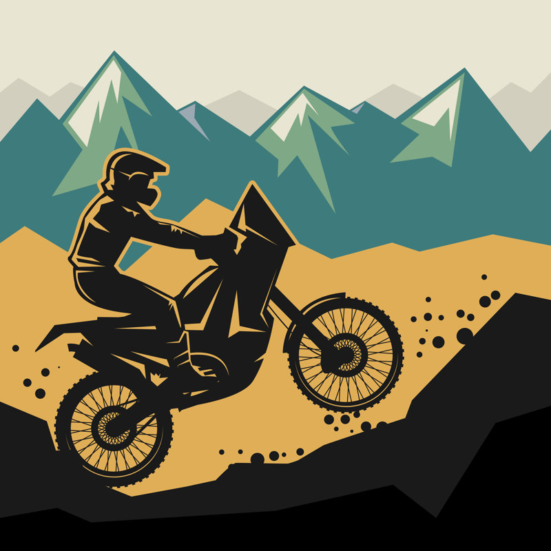 Motocross abstrait, impression sur toile tendue, H 30 po x l 30 po