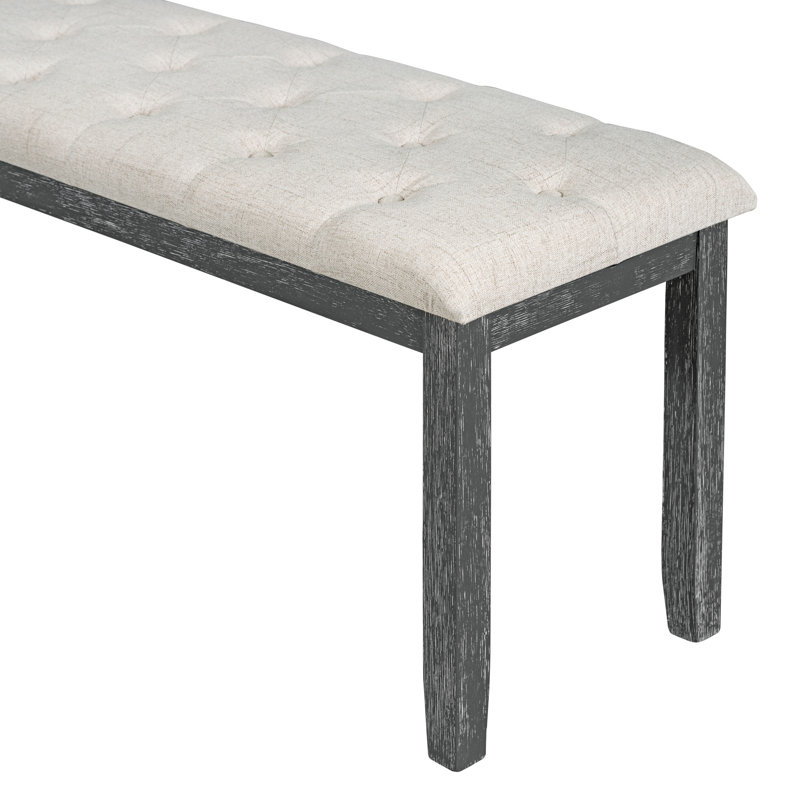 6-Piece Retro Rectangular Dining Table Set, Gray Wash