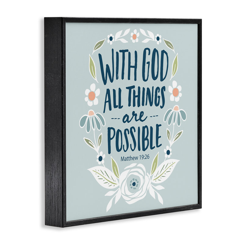«All Things possible Verse», estampe numérique par Blue Chair Blessing, H 12 po x l 12 po, Giclée encadrée noir minuit