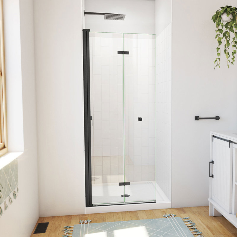 Ensemble de douche carré sans cadre Aqua-Q F 32 x P 32 x H 76,75, Noir mat