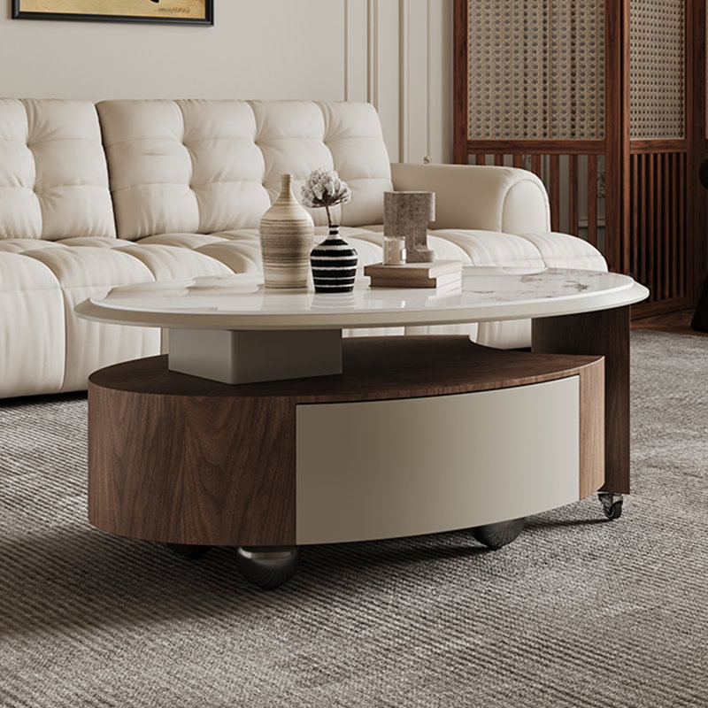 Table basse en pierre micro-cristalline télescopique