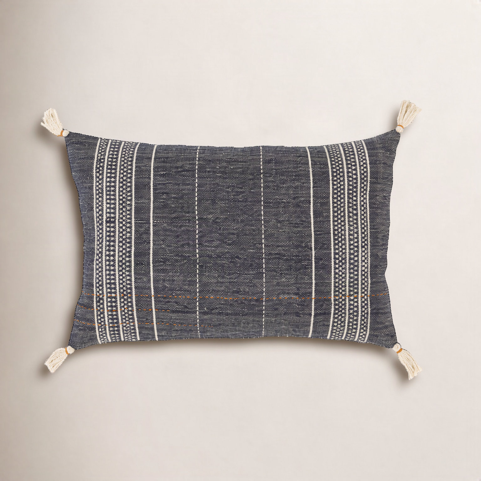 Gordon Embroidered Cotton Lumbar Throw Pillow, Polyester/Polyfill
